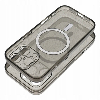 Заштитна маска MagSafe за телефон за iPhone 16 Pro, проѕирна, со заштита за камера, со црн сјај