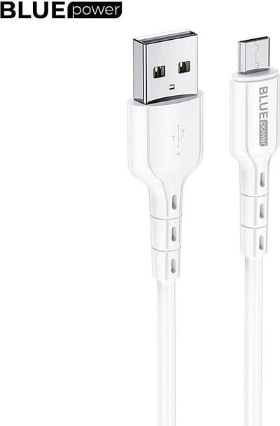 Kabllo USB Blue Power BMDU01, MicroUSB, 1m 2.4A, e bardhë