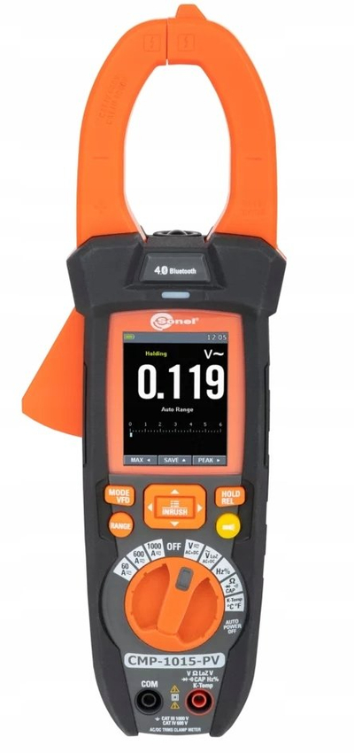 Ampermetër me klema Sonel CMP-1015-PV, dixhital për PV 1500V DC, komunikim pa tela, portokalli