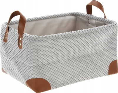 Shportë ruajtjeje Home Styling Corduroy Velvet, 36 x 26 x 19 cm, me doreza, gri