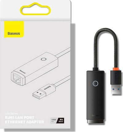 Adapter rrjeti Baseus WKQX000202, USB A në RJ45, 1000Mbps, i zi