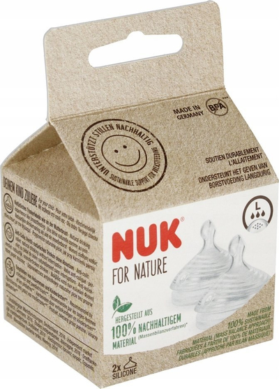 Резервни цуцли Nuk for Nature, силикон без BPA, големина Large, сет 2 парчиња