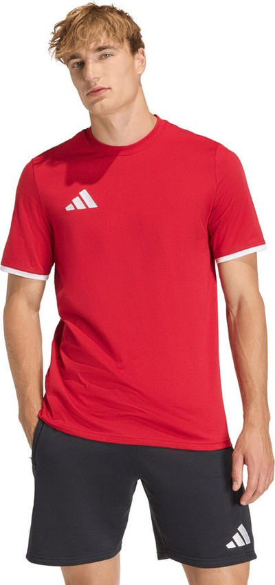 Bluzë sportive Adidas ENT22 për burra, me mëngë të shkurtra, e kuqe