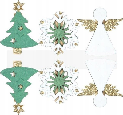 Kllipsa dekorative druri MFP Wooden Clip BN Angels, me motive festash, 48 x 30 mm, shumëngjyrëshe
