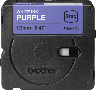 Shirit etiketimi Brother BTAGF35, 12mm, tekst i bardhë në sfond vjollcë