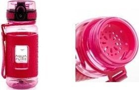 Shishe uji Aqua Pure Water Bottle 400ml, me kordelë, soft touch, rozë neon