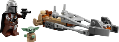Set Lego Star Wars 75436 The Mandalorian dhe Grogu Speeder Bike, 6+, shumëngjyrësh