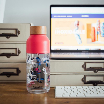 Shishe uji Quokka Ice Blooms, 570 ml, plastikë TRITAN pa BPA, me shumë ngjyra