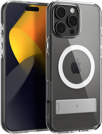 Mbrojtëse telefoni Spigen Caseology Capella MagSafe Kickstand, për iPhone 16 Pro Max, transparente, e bardhë argjend