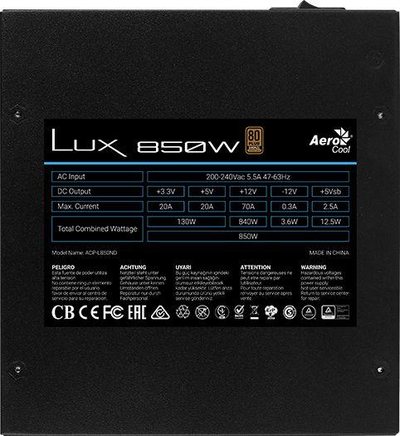 Burim energjie Aerocool LUX, 850W 