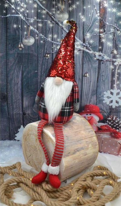 Dekor Krishtlindjes Saska Christmas Gnome, 50cm, kapelë me shkëlqim, e kuqe