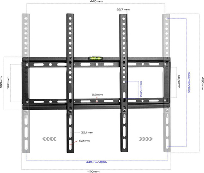 Mbajtëse muri për TV KingMount KG-1024, 23-60", VESA 400x400, e zezë