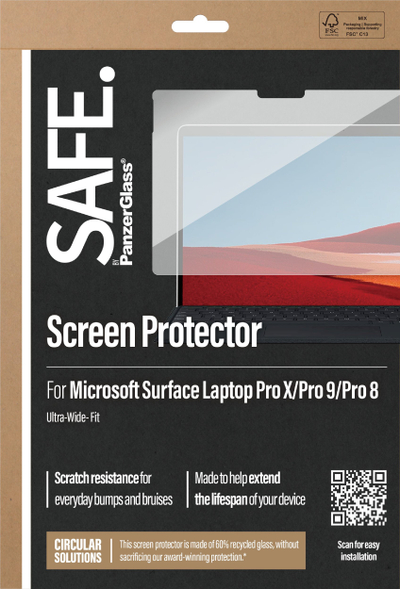 Xham mbrojtës SAFE by PanzerGlass Ultra Wide Fit, për Microsoft Surface Pro X, Pro 9, Pro 8, transparent