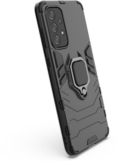 Mbrojtëse telefoni Ring Armor për Samsung Galaxy A73 5G, TPU dhe polikarbonat, me mbajtëse magnetike, e zezë