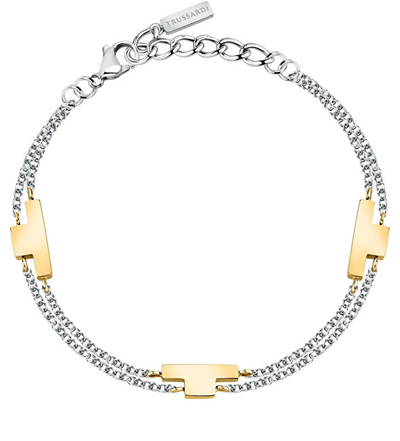 Byzylyk për femra Trussardi T-Logo TJAXC28,19 cm, i argjendtë/i artë