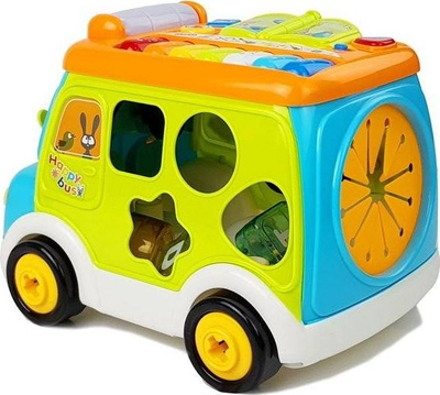Lodër autobus muzikor Yoolean Happy Bus, piano me projektor, sorter formash, shumëngjyrësh