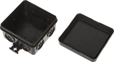 Kuti hermetike sipërfaqësore Black E7, 75x75mm, IP55, e zezë