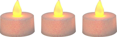Set qirinj LED dekorativë, Tea Light, 3 copë, me shkëlqim glitter, të bardhë