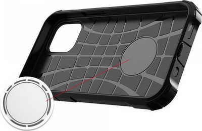 Futrollë Hurtel Hybrid Armor për iPhone 12 6.7", hibrid TPU dhe polikarbonat, e zezë