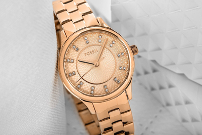 Orë Fossil Modern Sophisticate, tre akrepa, çelik inox, rozë gold