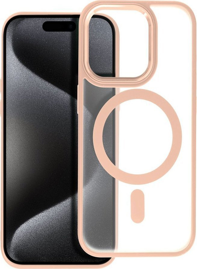 Këllëf telefoni silikon mat MagSafe për iPhone 15 Pro, i tejdukshëm, rozë