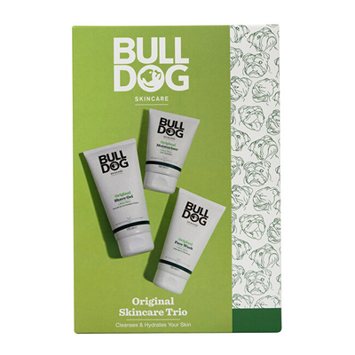 Set për meshkuj Bulldog Original Skincare Gift Set, xhel pastrues për fytyrë 150 ml + xhel rroje 175 ml + krem hidratues 100 ml