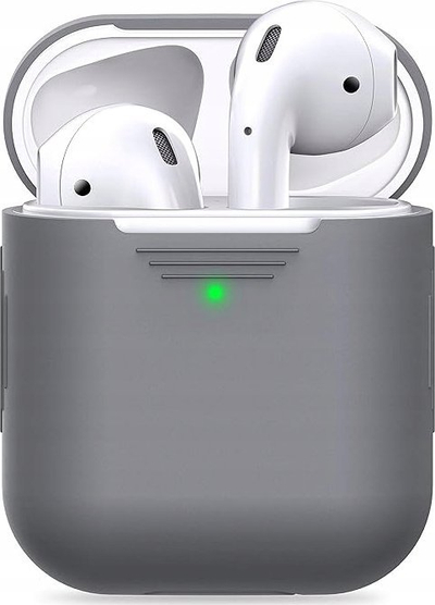 Këllëf silikoni KeyBudz Elevate Keychain, për AirPods 1/2, me karabinë, gri earl grey
