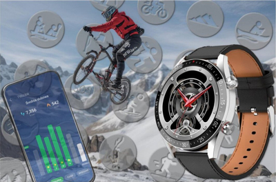 Smartwatch Mski Gravity GT4 5, ekran 1.39", Bluetooth thirrje, argjendtë me rrip të zi