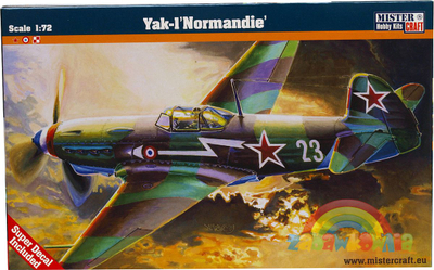 Model avjoni Mister Craft Yak-1M Normandie, shkalla 1:72, komplet plastik, shumëngjyrësh