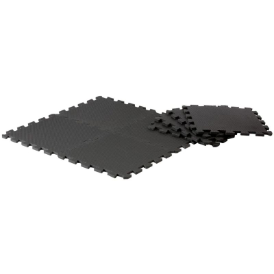 Сет подна подлога Pure2Improve Puzzle Mat, 8 делови, пластика, црна