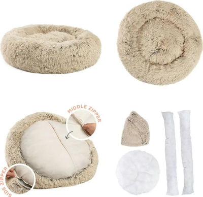 Shtrat qeni Best Friends by Sheri Original Calming Donut, medium, peliçe sintetike, ngjyrë taupe