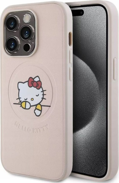 Kapak telefoni Hello Kitty për iPhone 15 Pro, MagSafe, rozë