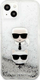 Këllëf telefoni Karl Lagerfeld Choupette Glitter për iPhone 13 mini, silikoni, me shkëlqim, transparent