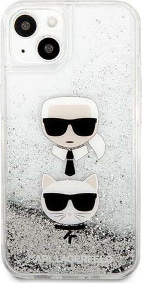 Këllëf telefoni Karl Lagerfeld Choupette Glitter për iPhone 13 mini, silikoni, me shkëlqim, transparent