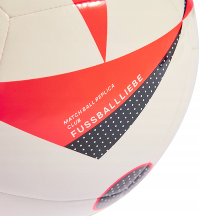 Top futbolli adidas Fussballliebe Euro24 Club IN9372, për bar natyral, replica ndeshjeje, i bardhë kuqezi