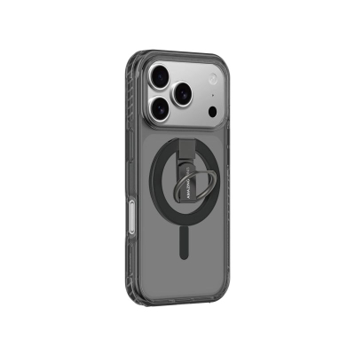 Mbulesë telefoni AmazingThing Titan Pro Grip Ring për iPhone 17 Pro Max, MagSafe gati, transparente me detaje të zeza