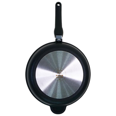Tigan me induksion Zyle Eclipse HB Diamond, 28 cm, me dorezë që hiqet, i zi