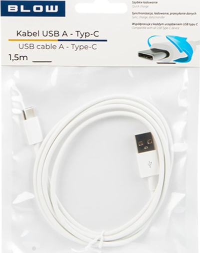 Kabllo Blow USB-A - USB-C, 1.5 m, e bardhë