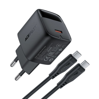 Karikues muri Acefast A113 GaN PD, 20W, USB‑C me ekran dhe kabllo, i zi