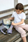 Çantë shpine për fëmijë Lässig Tiny Backpack Outdoor Rainbow, poliestër i ricikluar, e papërshkueshme nga uji, lejla pastel