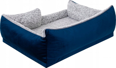 Shtrat për qen Doggy Porto XL, kadife, dyshek i butë, blu e errët