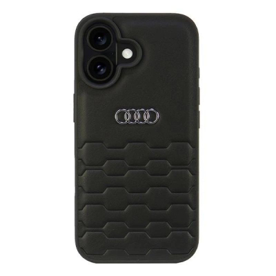 Mbulesë telefoni Audi Hardcase për iPhone 16 6.1", lëkurë sintetike, e zezë