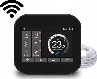 Termostat WiFi Deltaco WTH07.36, ekran 3.5", me programim, i zi
