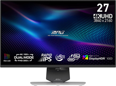 Monitor MSI MPG 274URDFW E16M, 27", 4K, i bardhë