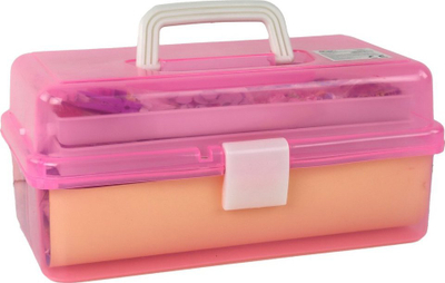 Set arti kreativ Pink Expandable Suitcase, valixhe plastike palosshme, aksesorë DIY për fëmijë, rozë