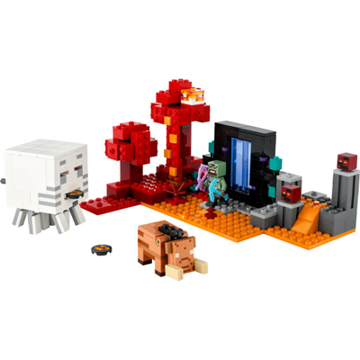 Lodër ndërtuese LEGO Minecraft Ambush at the Nether Portal 21255, 352 pjesë, mbi 8 vjeç, shumëngjyrëshe