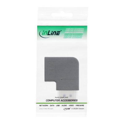 Adapter DisplayPort InLine, mashkull te femër, me kënd djathtas, i zi