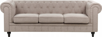 Divan Beliani Chesterfield, 3 ulëse, 222 cm, bezhë