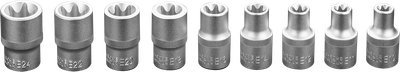 Set priza Torx Neo(08-649), 9 copë, 1/2", E10-E24, krom