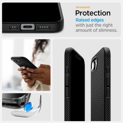 Заштитна маска за телефон Spigen Liquid Air MagFit за iPhone 16e, TPU, компатибилна со MagSafe, црна мат